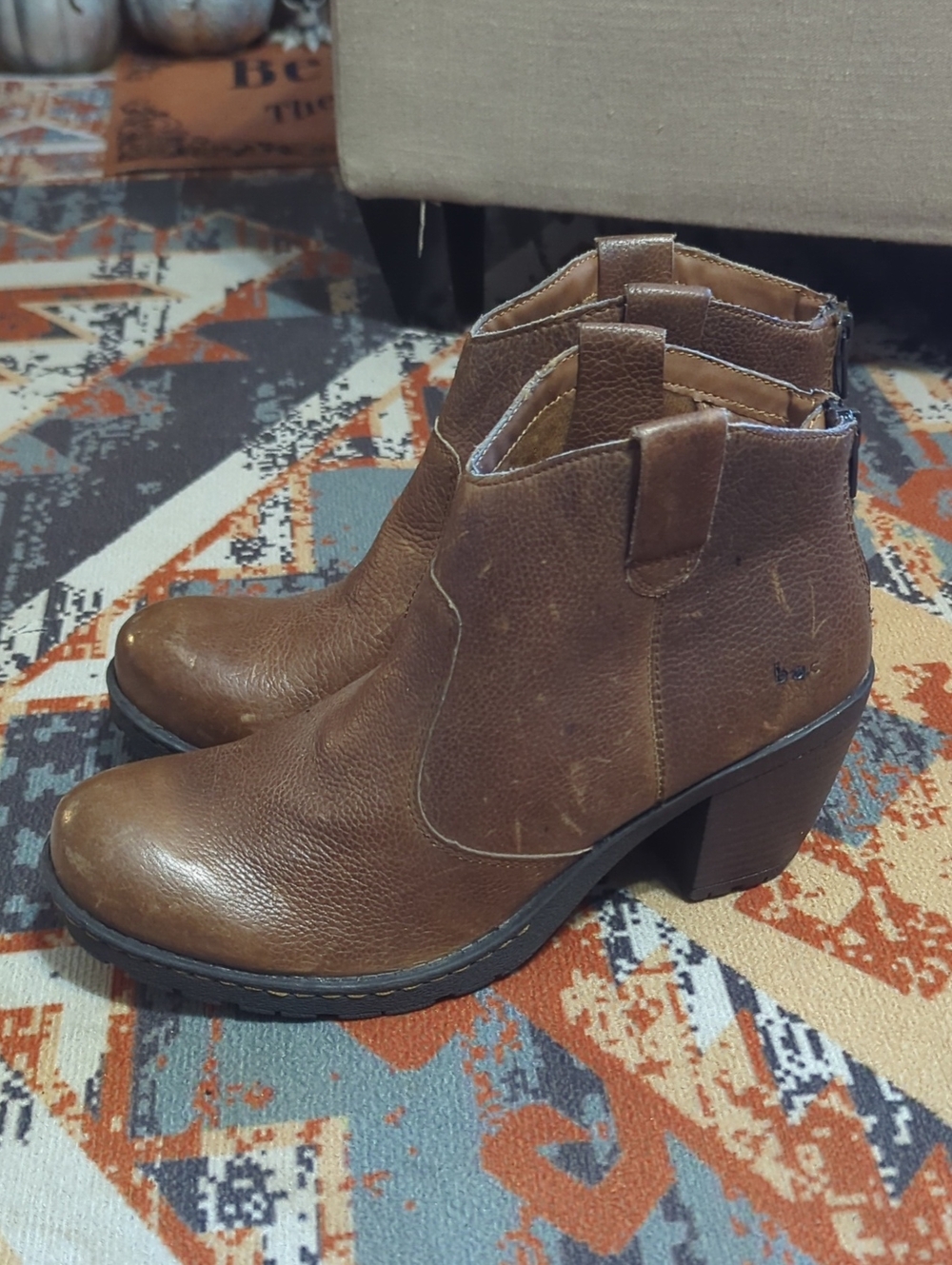 b.o.c. (Børn Concept) pebbled leather block heel ankle boots cowboy cuties